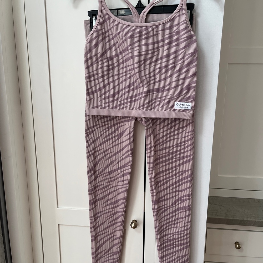Calvin Klein Purple Zebra Print Activewear Set